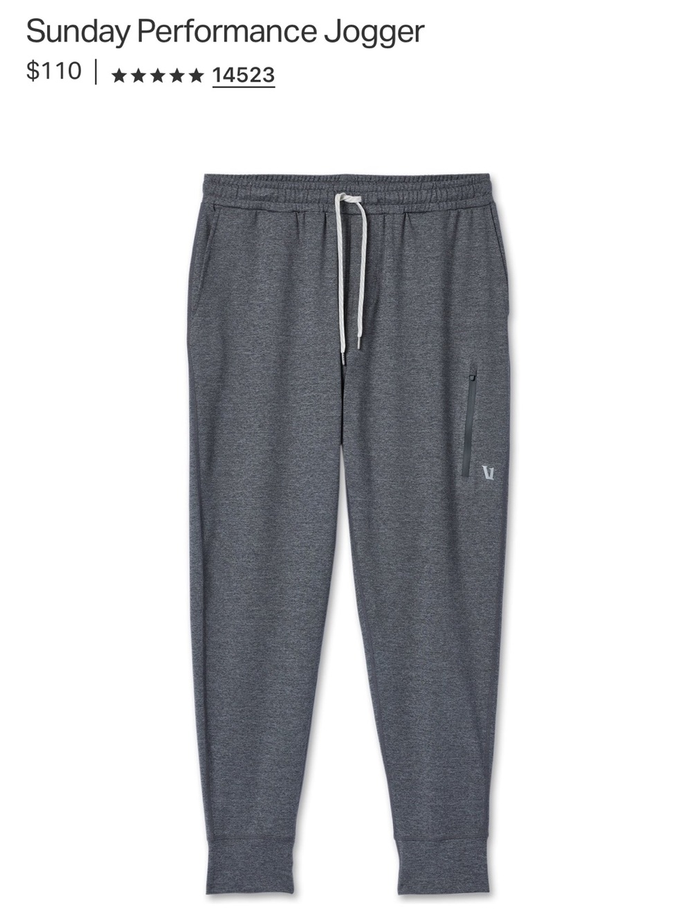 Vuori Sunday Performance Joggers in Charcoal Heather